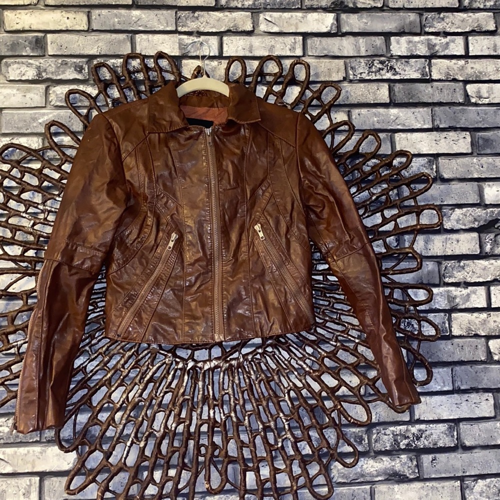Vintage Wilson Brown Leather Moto Jacket 8